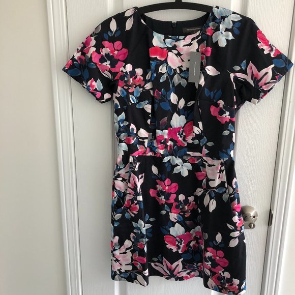 French Connection Fitted Floral Mini Dress 4 Small - Picture 4 of 13